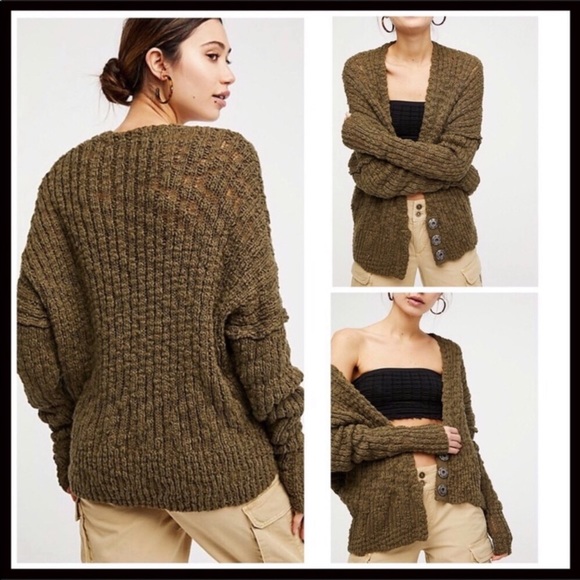 FREE PEOPLE RIBBED KNIT OVERSIZE LONG CARDIGAN A2C - Picture 6 of 8